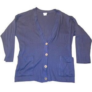 Vintage 1980s 1045‎ Park Women Medium Royal Blue Carnigan Sweater Button Up